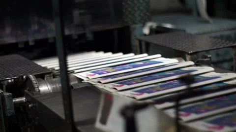 Industrial Offset Press Finished Newspapers Handheld Stock Footage 59681270