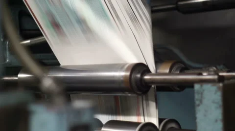 Industrial Offset Press Paper Folder Fast Handheld Stock Footage 60106331