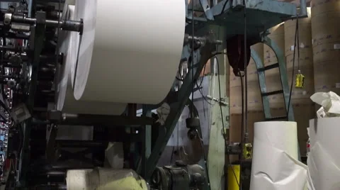 Industrial Offset Press Paper Rolls Tilt Up Stock-Footage 60111019