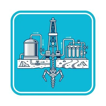 Industrial oil drilling rig utilizing blue theme for resource extraction pr.. Stock Illustration
