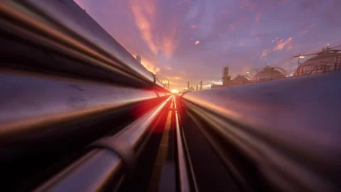 Industrial Oil Pipeline Close Up Dramatic Golden Sunset Stock Footage 337813183