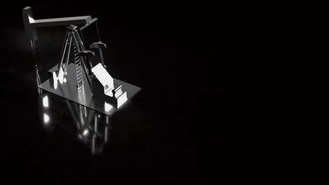 Industrial Oil Pump Jack on Dramatic Black Background 3d render.. 库存插图