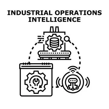 Industrial operations intelligence data management monitoring Stock Illustration