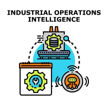 Industrial operations intelligence data management monitoring Stock Illustration