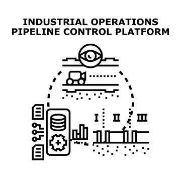 Industrial operations pipeline control platform managing oil and gas flow Stock Illustration