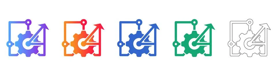 Industrial Optimization Process Icons Stock Illustration