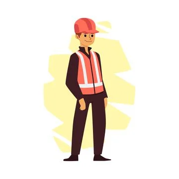 Industrial or construction worker man flat vector illustration isolated. Stock Illustration