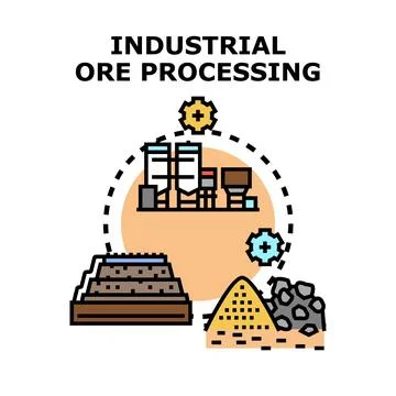 Industrial ore processing producing raw material resources Stock Illustration