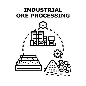 Industrial ore processing producing raw material resources Stock Illustration