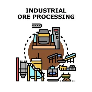 Industrial ore processing producing raw materials production Illustrazione stock