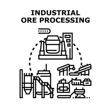 Industrial ore processing producing raw materials production Stock Illustration