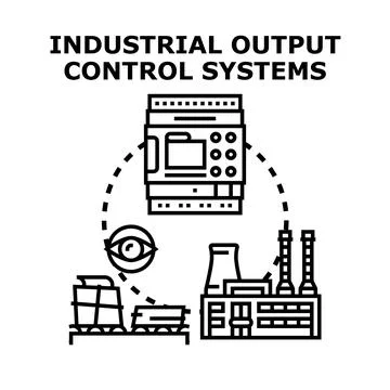 Industrial output control systems representing the digital monitoring and aut Stock Illustration