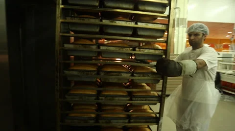 Industrial oven for baking bread. Stock Footage 59869589