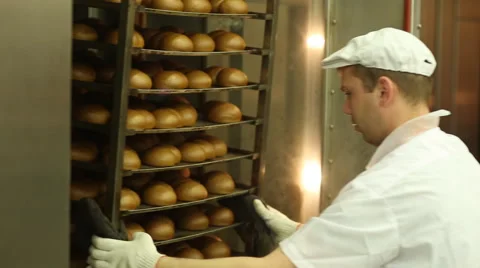 Industrial oven for baking bread. Stock Footage 59869706
