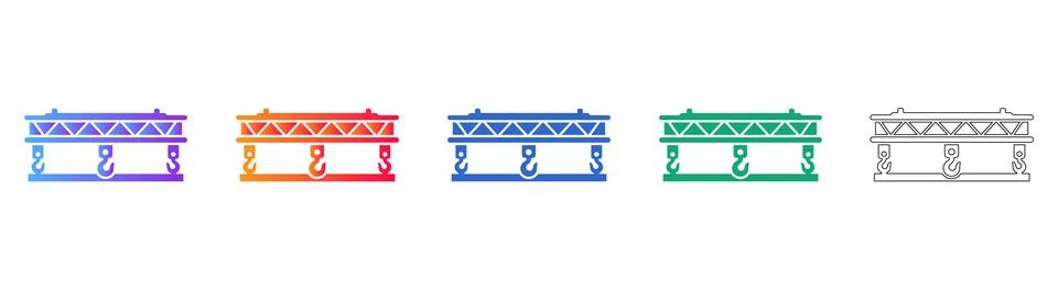 Industrial Overhead Crane Vector Icon Set Stock Illustration