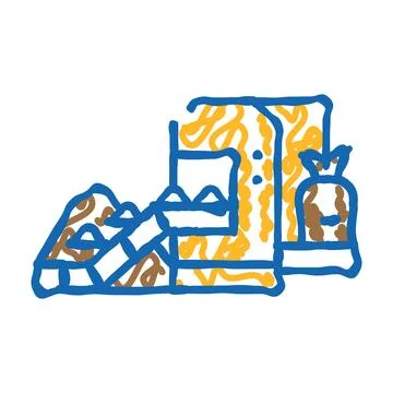 Industrial packaging of compost icon doodle illustration Stock Illustration