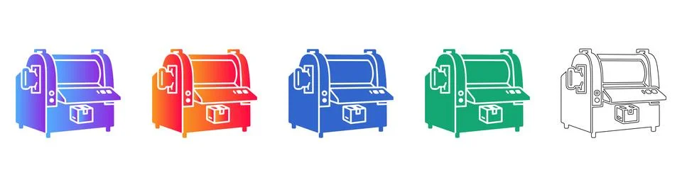 Industrial Packaging Machine Vector Icon Set Illustrazione stock