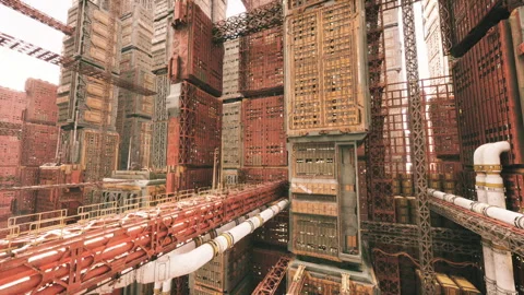 Industrial passageway network, Complex system of interwoven pathways Video stock 331527502