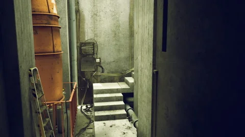 Industrial pathway featuring bright orange tanks and mechanical components 動画素材 339797661