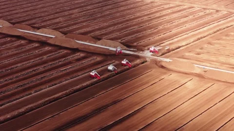 Industrial Peat Extraction Fields in Kaigu Bog Nature Reserve Latvia Aerial View Stock Footage 341522093