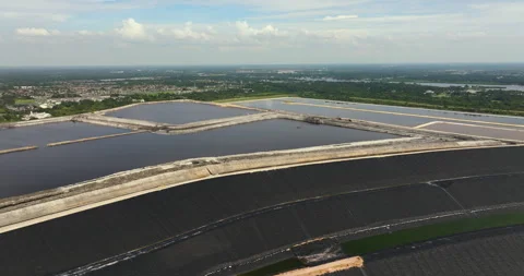 Industrial phosphogypsum stack for chemical waste storage near Tampa, Florida Stock Footage 249954080