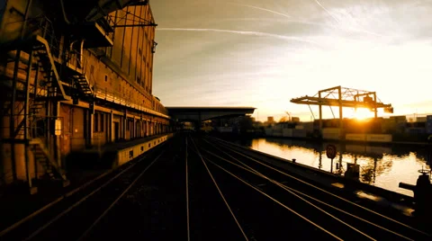 Industrial pier at sunset. global logistics trading. economy. aerial view Video stock 36180171
