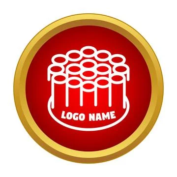 Industrial pipe bundle logo design concept button Stock Illustration