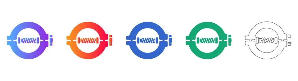 Industrial Pipe Clamp Vector Set Stock Illustration
