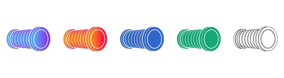 Industrial Pipe Connector Vector Icon Set Stock Illustration