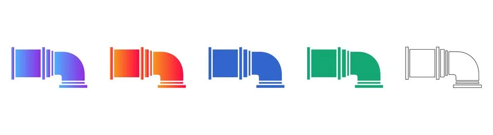 Industrial Pipe Elbow Vector Icon Set Stock Illustration