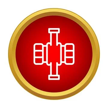 Industrial pipe fitting valve controlling fluid flow icon Stock Illustration