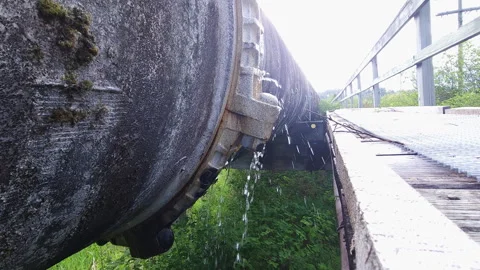 Industrial pipe line leaking Stock Footage 333604583
