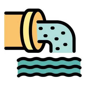 Industrial pipe polluting clean river water with chemical waste Stock Illustration