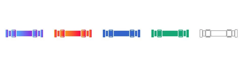 Industrial Pipe Section Icon Set for Engineering Designs Stock Illustration