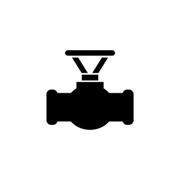 Industrial Pipe with Valve Flat Vector Icon Stock Illustration