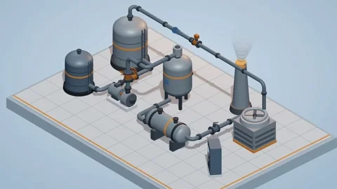 Industrial pipeline process plant silver isometric animation 스톡 동영상 339333435