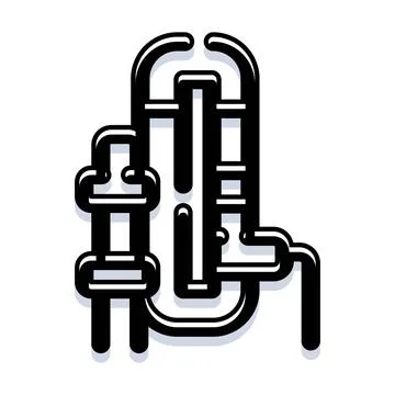 Industrial pipes abstract structure black and white drawing Stock Illustration