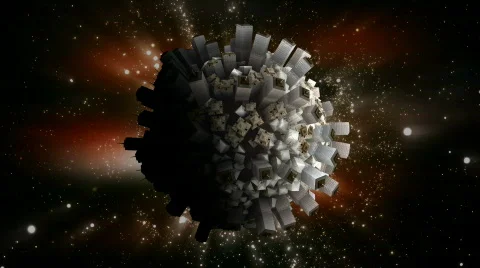 Industrial planet, CGI, loopable, alpha channel Stock Footage 734714