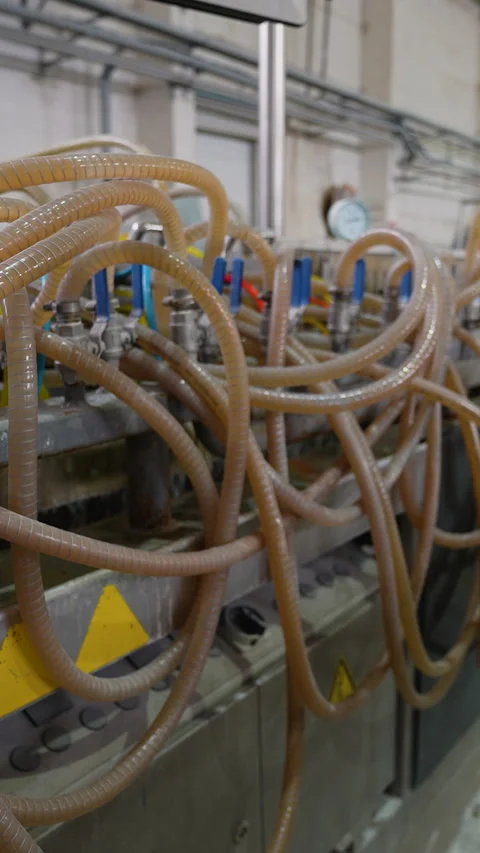 Industrial plant showing complex network of pipes and valves Stock Footage 314584525