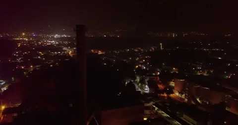Industrial Plant Stack Night Stock Footage 97739997