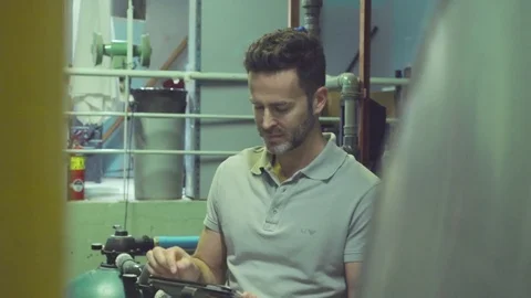 Industrial plant worker at work Stock Footage 75168409