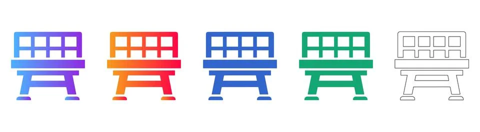 Industrial Platform Construction Icon Set Stock Illustration