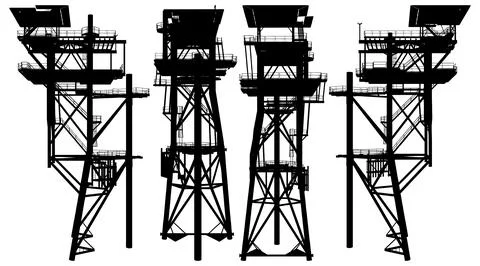 Industrial Platform Construction Vector. Metal Equipment Oil Structure. Stock Illustration