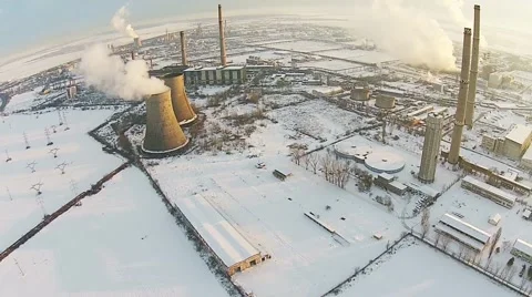 Industrial platform winter aerial Stock-Footage 47461316