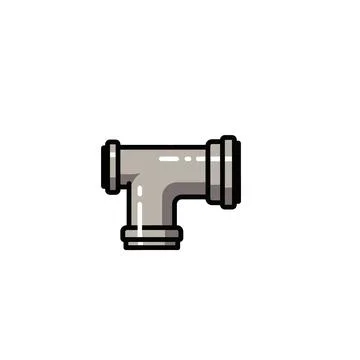 Industrial plumbing pipe tee fitting flat icon illustration Stock Illustration