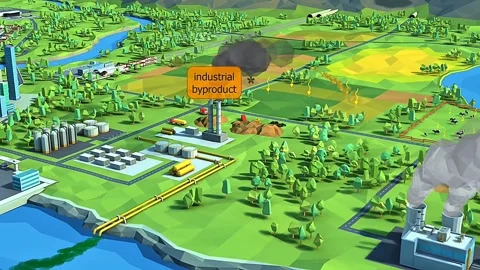 Industrial pollution 3D animation Stock Footage 308486034