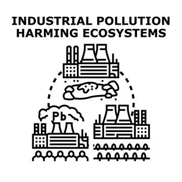 Industrial pollution concept harming environment and ecosystems Stock Illustration