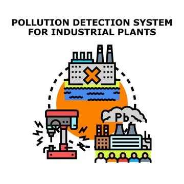 Industrial pollution detection system creating environmental monitoring sol.. Stock Illustration