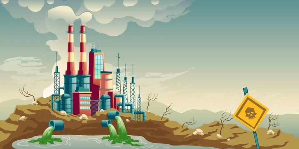 Industrial pollution of environment cartoon vector Stock-Illustration