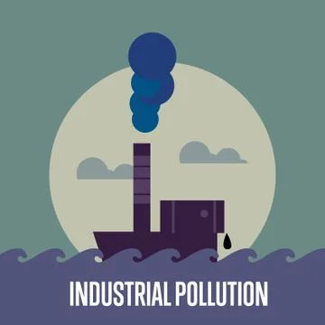 Industrial pollution. Factory with smoke stack Stock Illustration